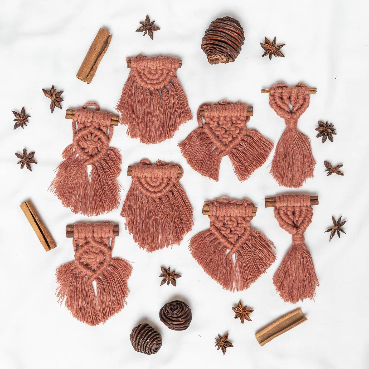 Terracotta 8 darabos karácsonyfadísz szett