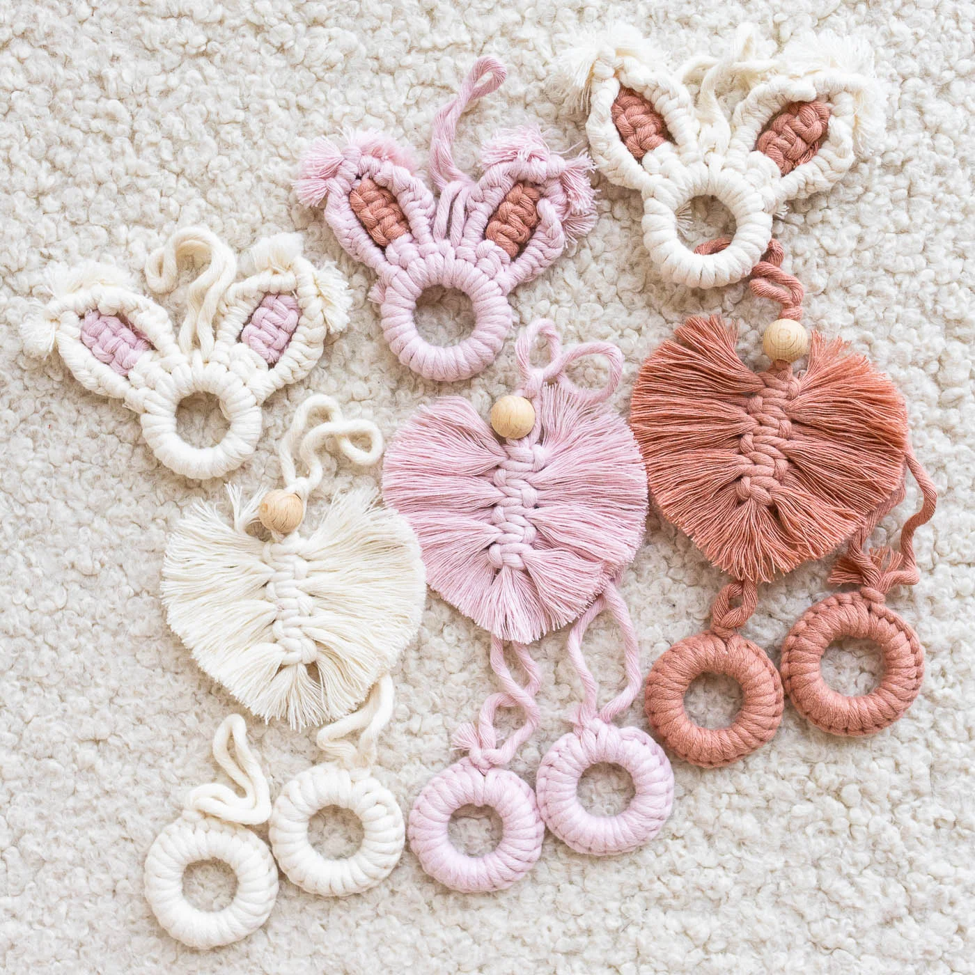 Húsvéti rózsaszín makrame dekorációs szett